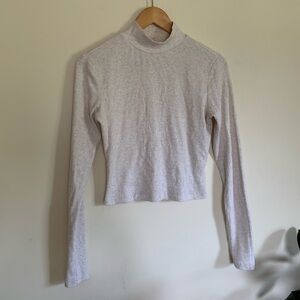 Arizona Mock Turtleneck | Cropped Long Sleeve | Oatmeal color shirt